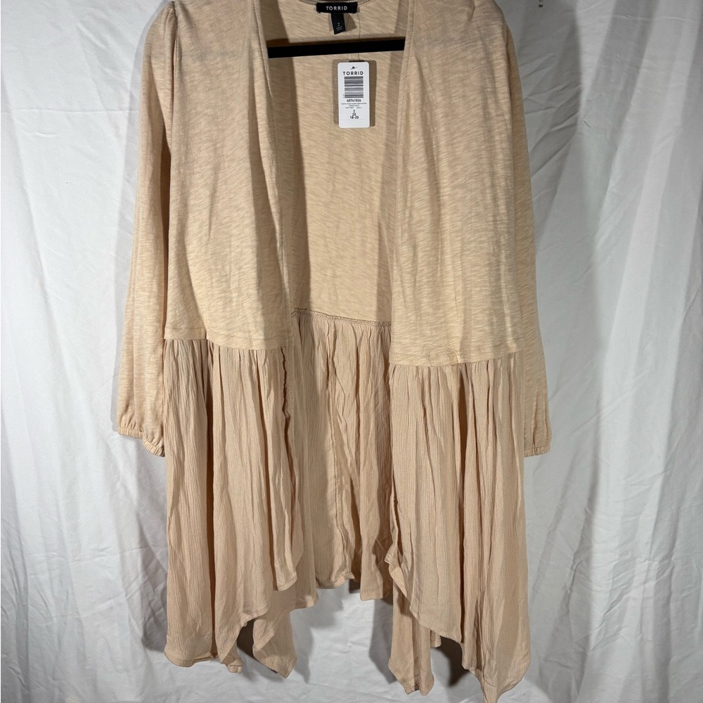 Torrid Beige Open Front Cardigan